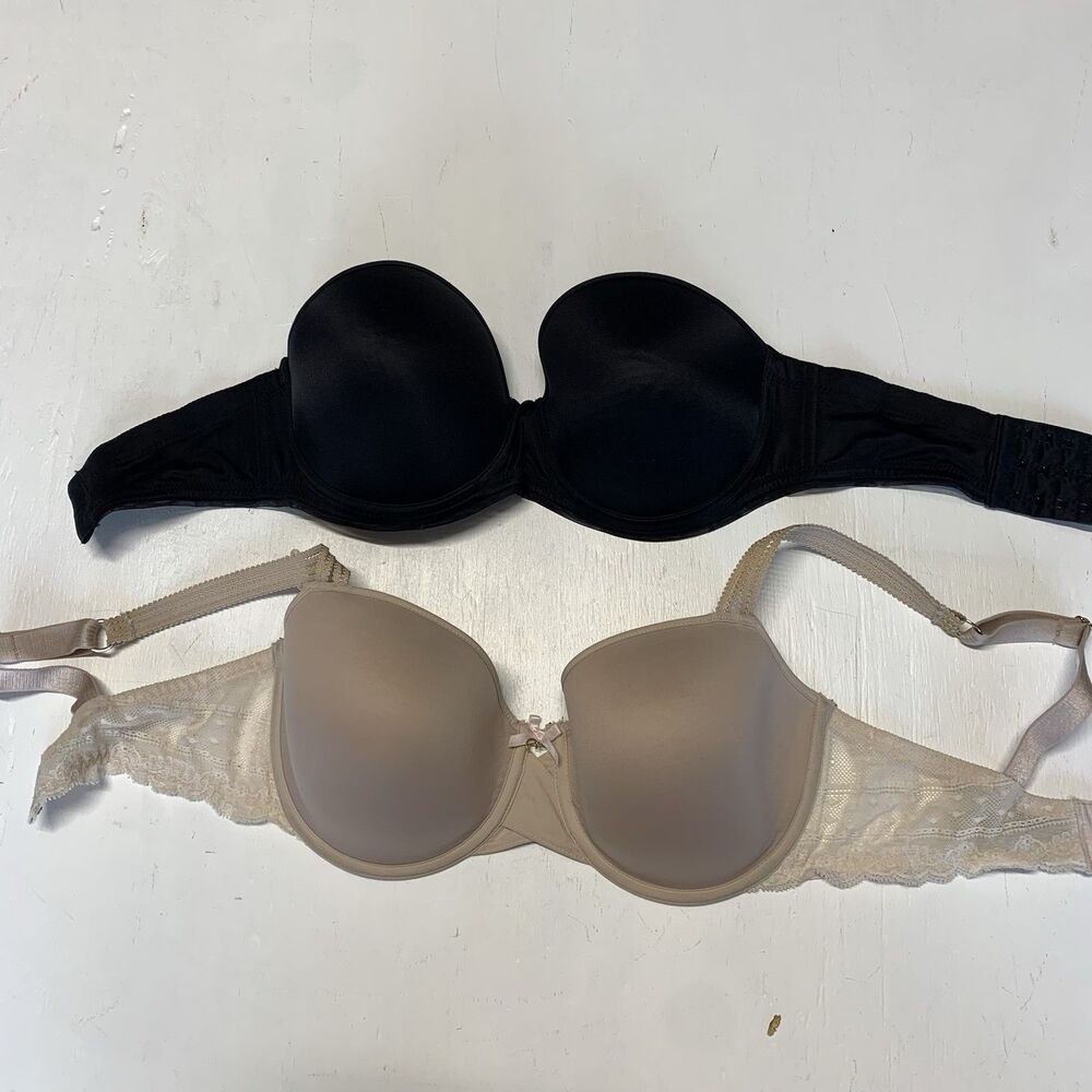 Chantelle 3065 Sensua Invisible Ultra-comfort Strapless Bra Black 32 DD Lot Of 2